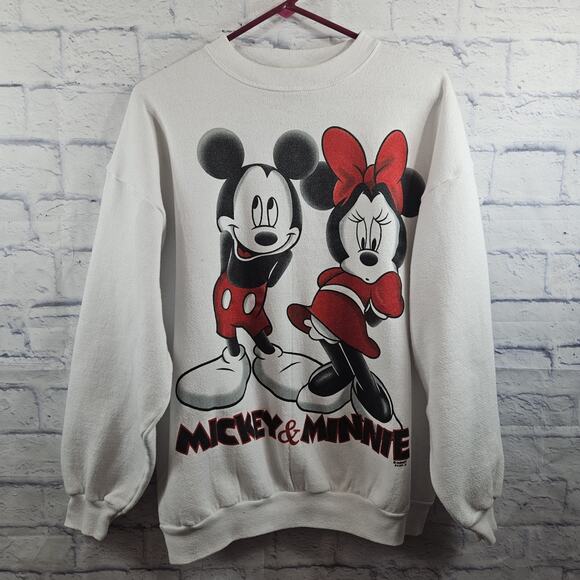 Mickey Unlimited Tops - Vtg 90s Mickey & Minnie Disney Sweatshirt OSFM Mickey Unlimited Crewneck White